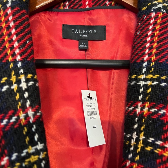 NWT Talbots Snowstorm Holiday Tartan Plaid Wool Jacket Blazer Size 4P 4 Petite - Picture 3 of 6